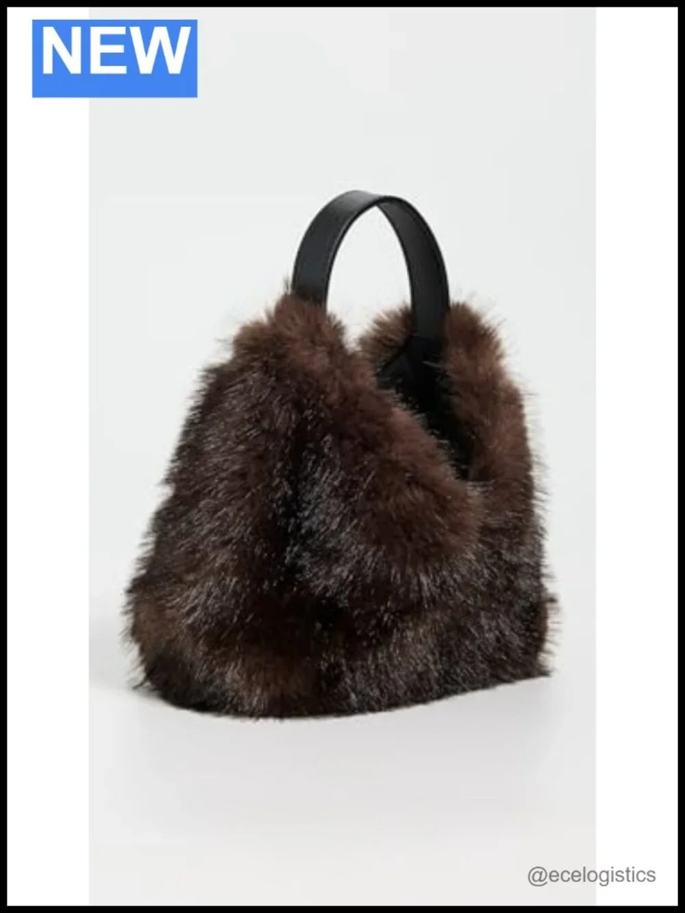 Faux Fur Top-Handle Satchel Bag with Leather Handle